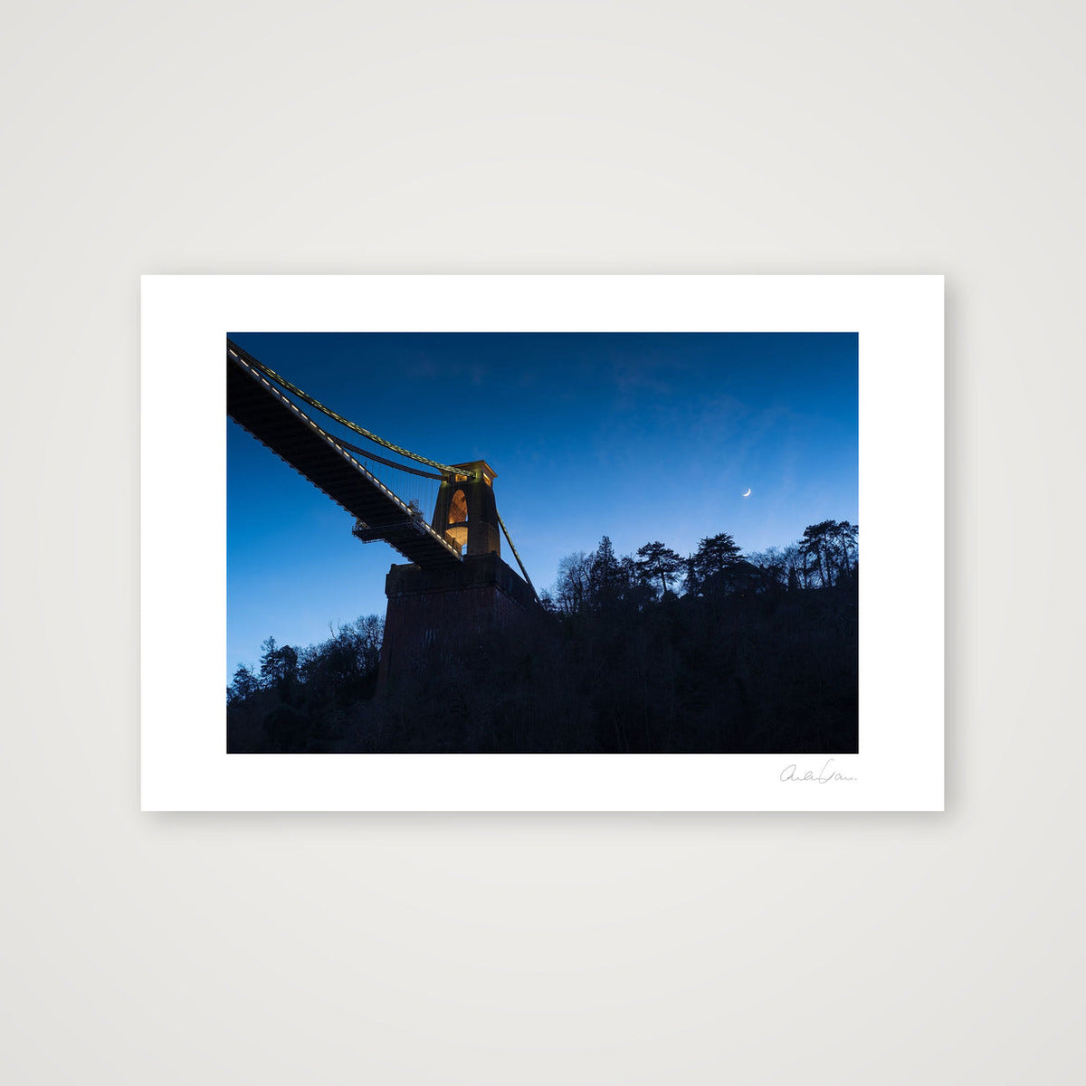 The moon above Clifton Suspension Bridge — 45×30cm Print only