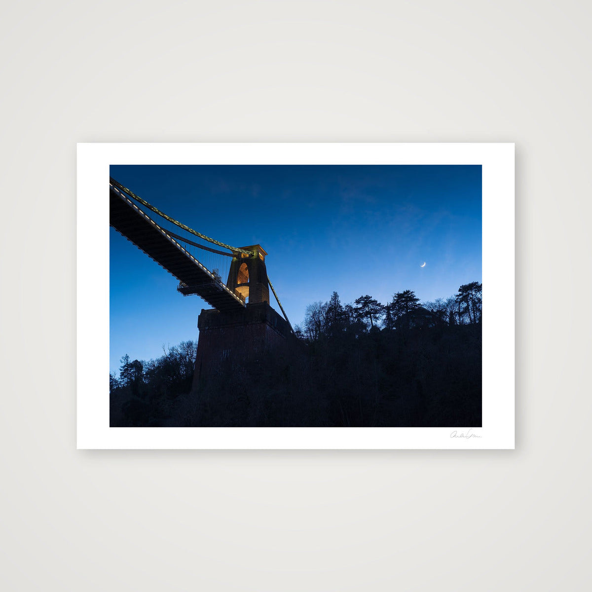 The moon above Clifton Suspension Bridge — 100×70cm Print only