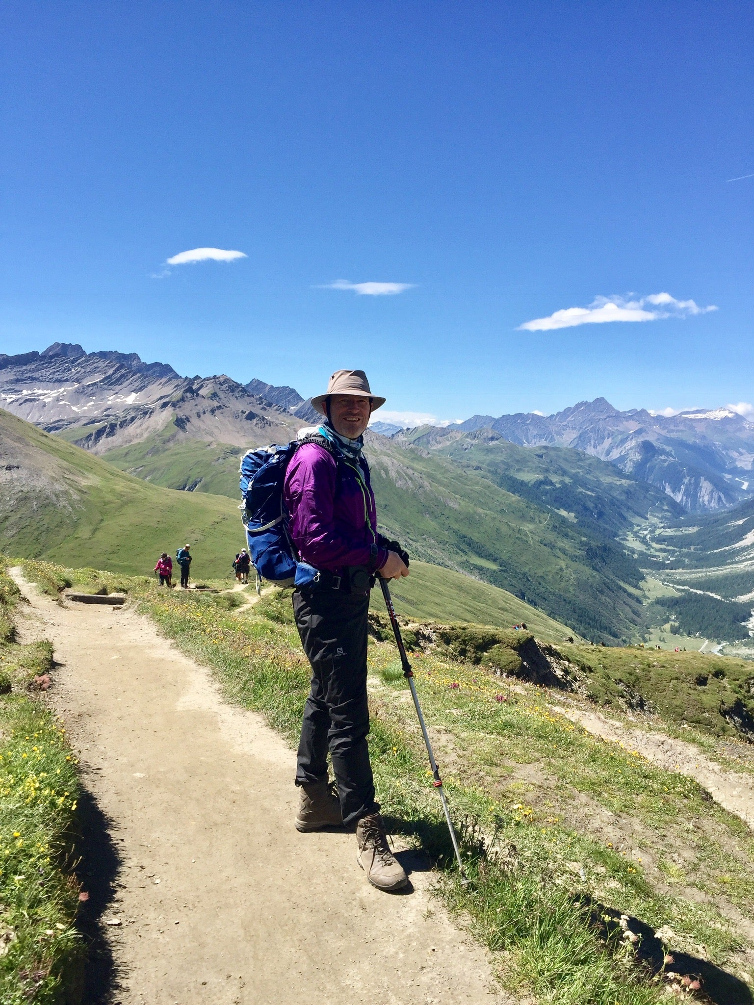 Andrew out hiking in the mountains of the french alps