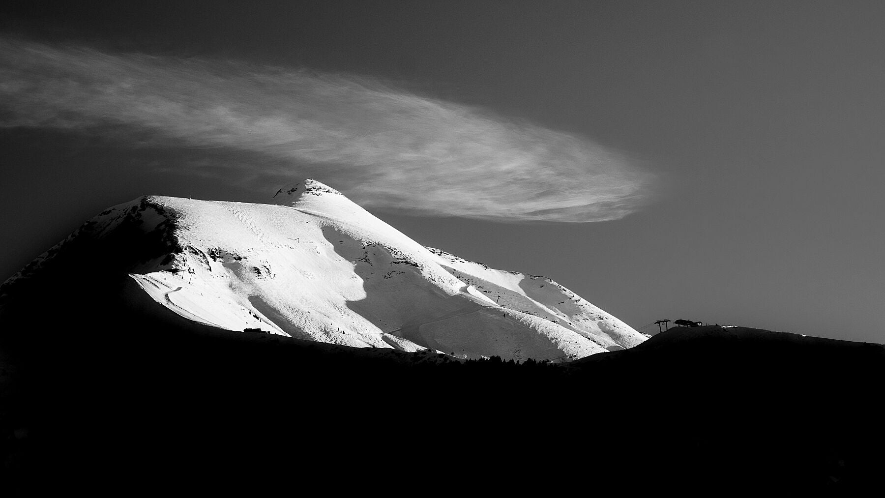 Mont Joly in the french alps with snowy slopes highlighted by sunshine