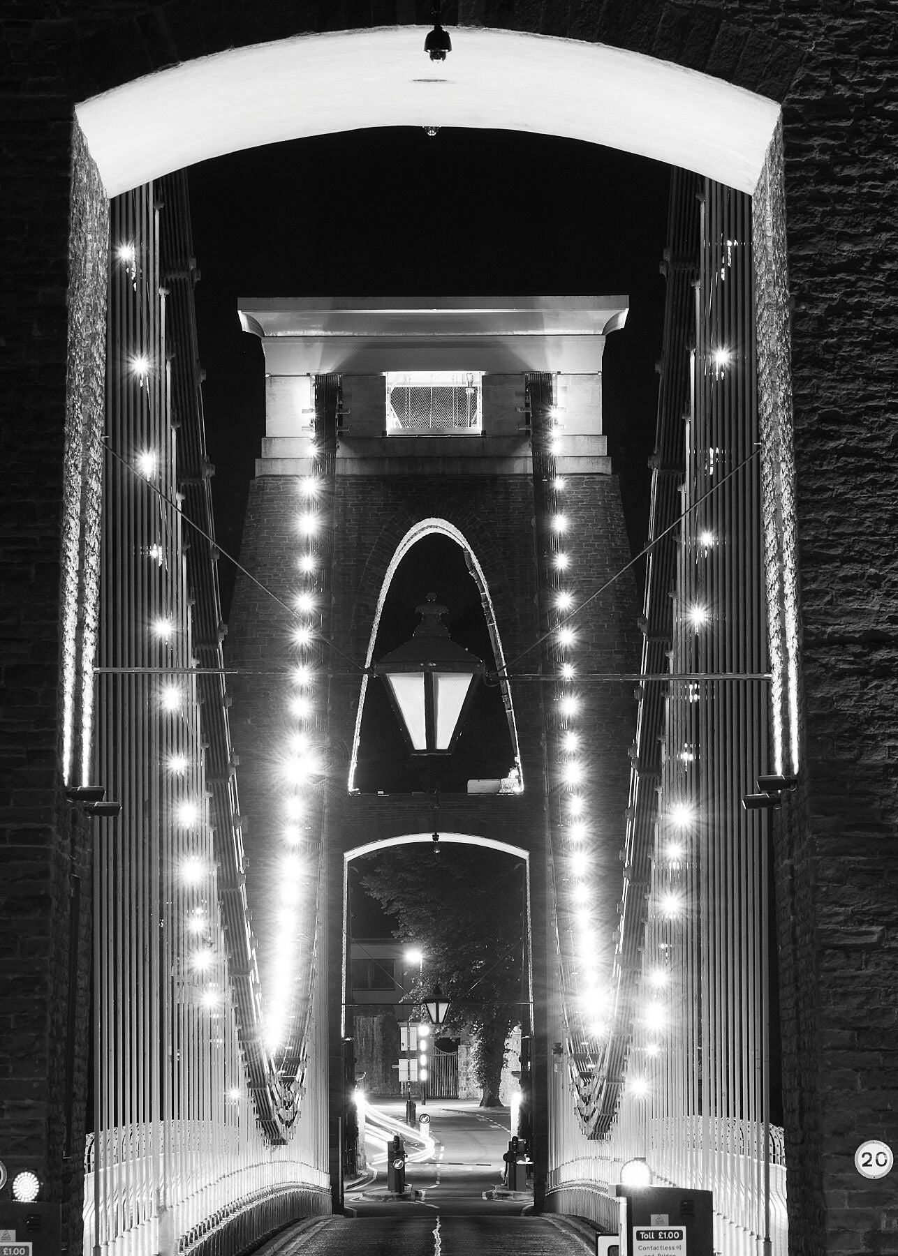 An unusual and dramatic perspective of Brunel’s iconic Clifton suspension bridge in Bristol.