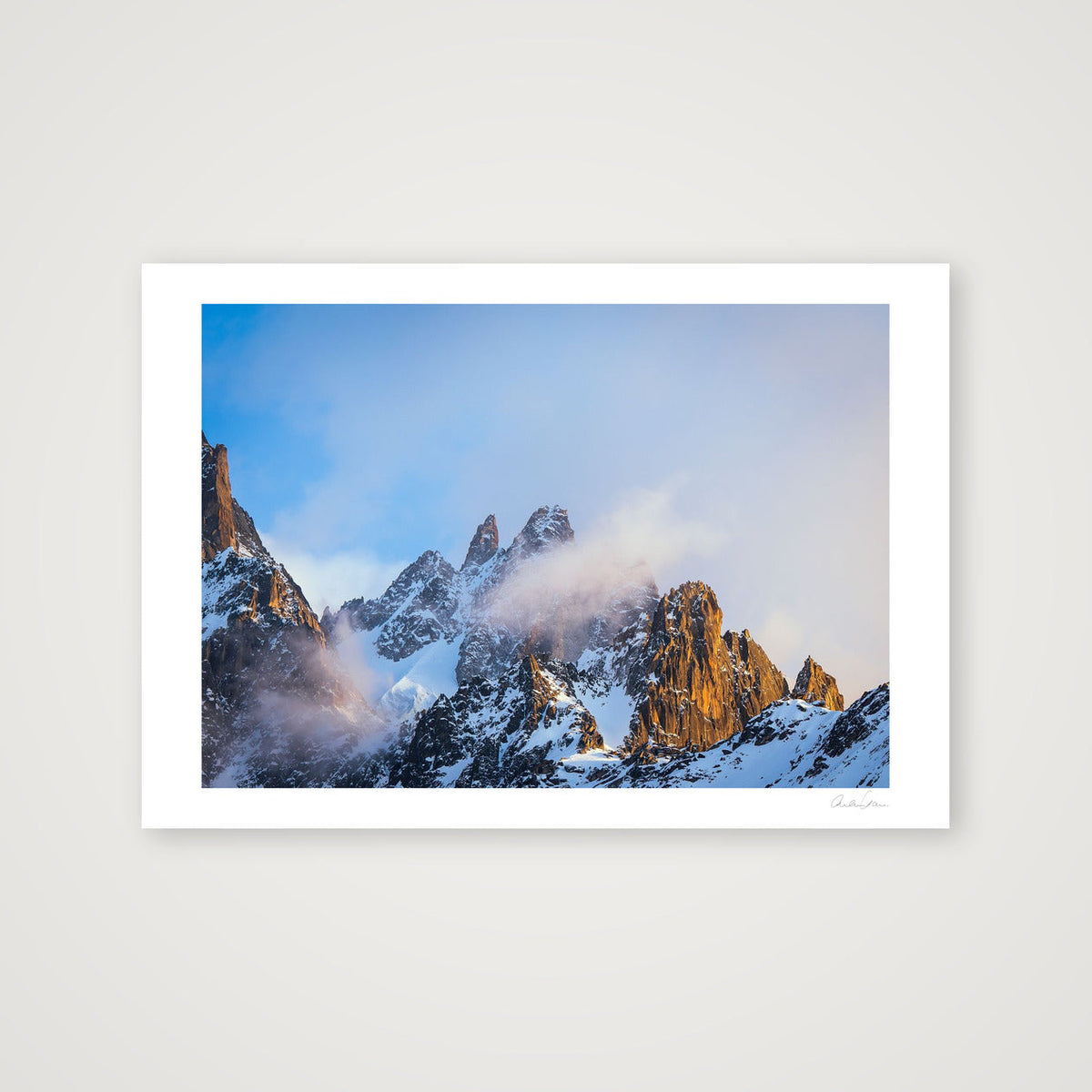 Morning Sunlight on the Chamonix Aiguiles — 100×70cm Print only