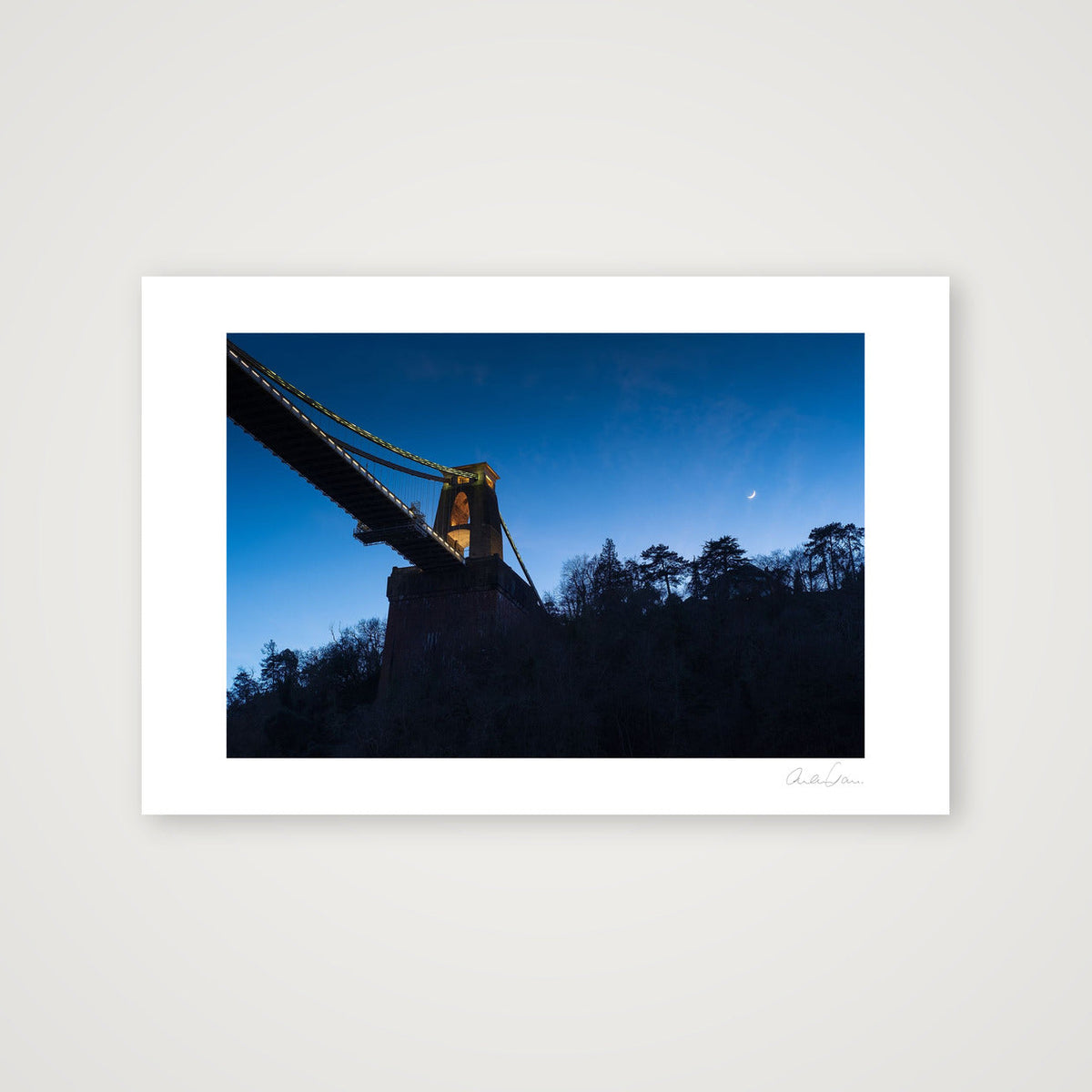 The moon above Clifton Suspension Bridge — 60×40cm Print only