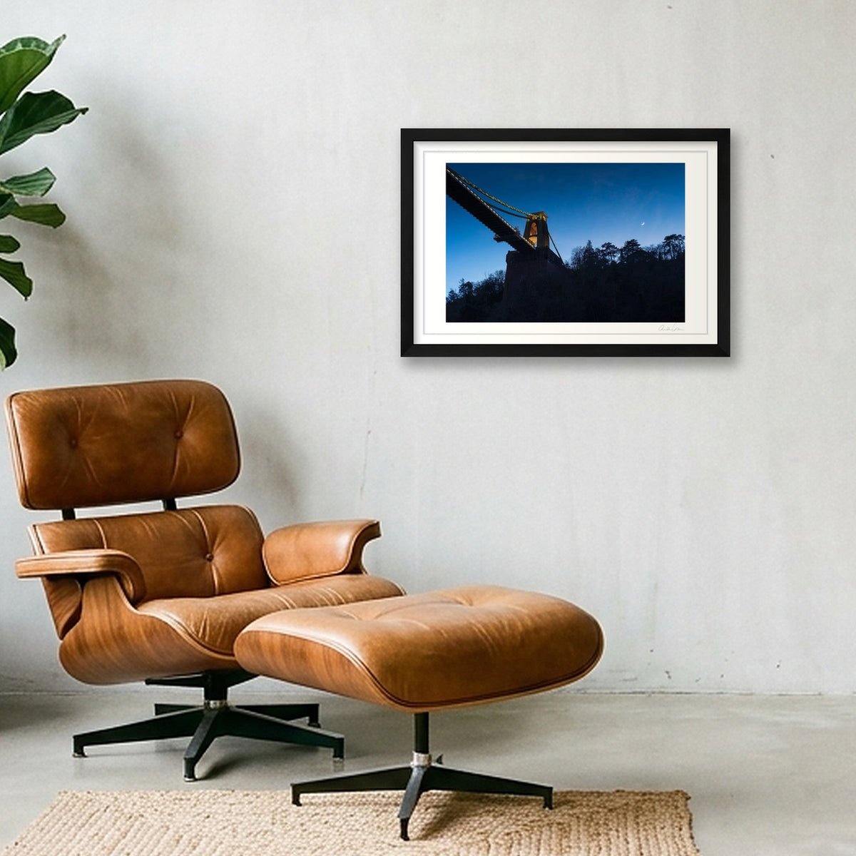 The moon above Clifton Suspension Bridge — 45×30cm Black Frame