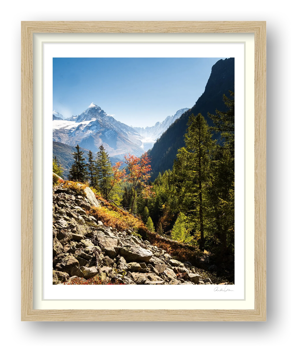 A dash of Alpine colour, Chamonix, — framed