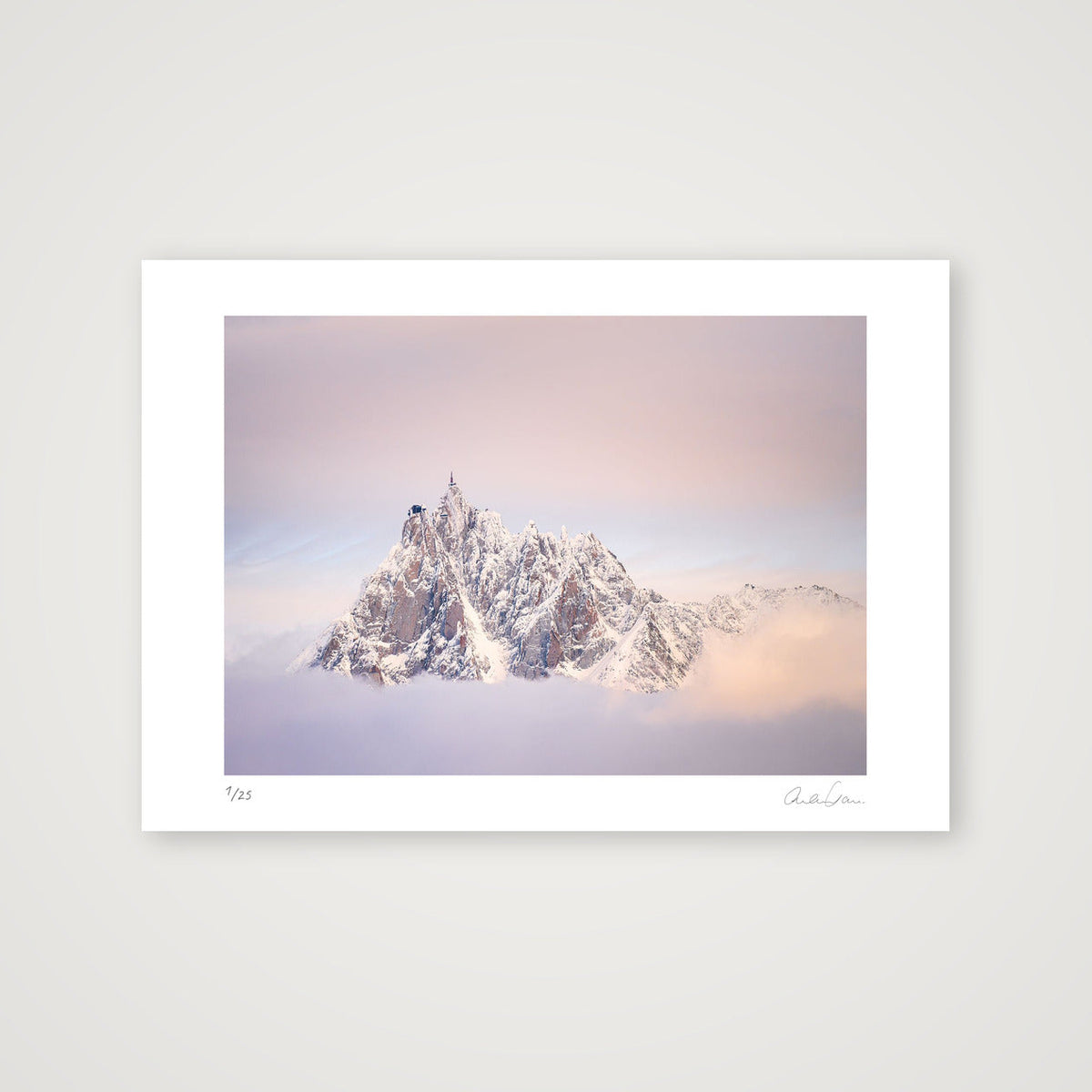 Sunset Hues on the Aiguille du Midi, Chamonix Mont Blanc — A3 (42×30cm) Print only