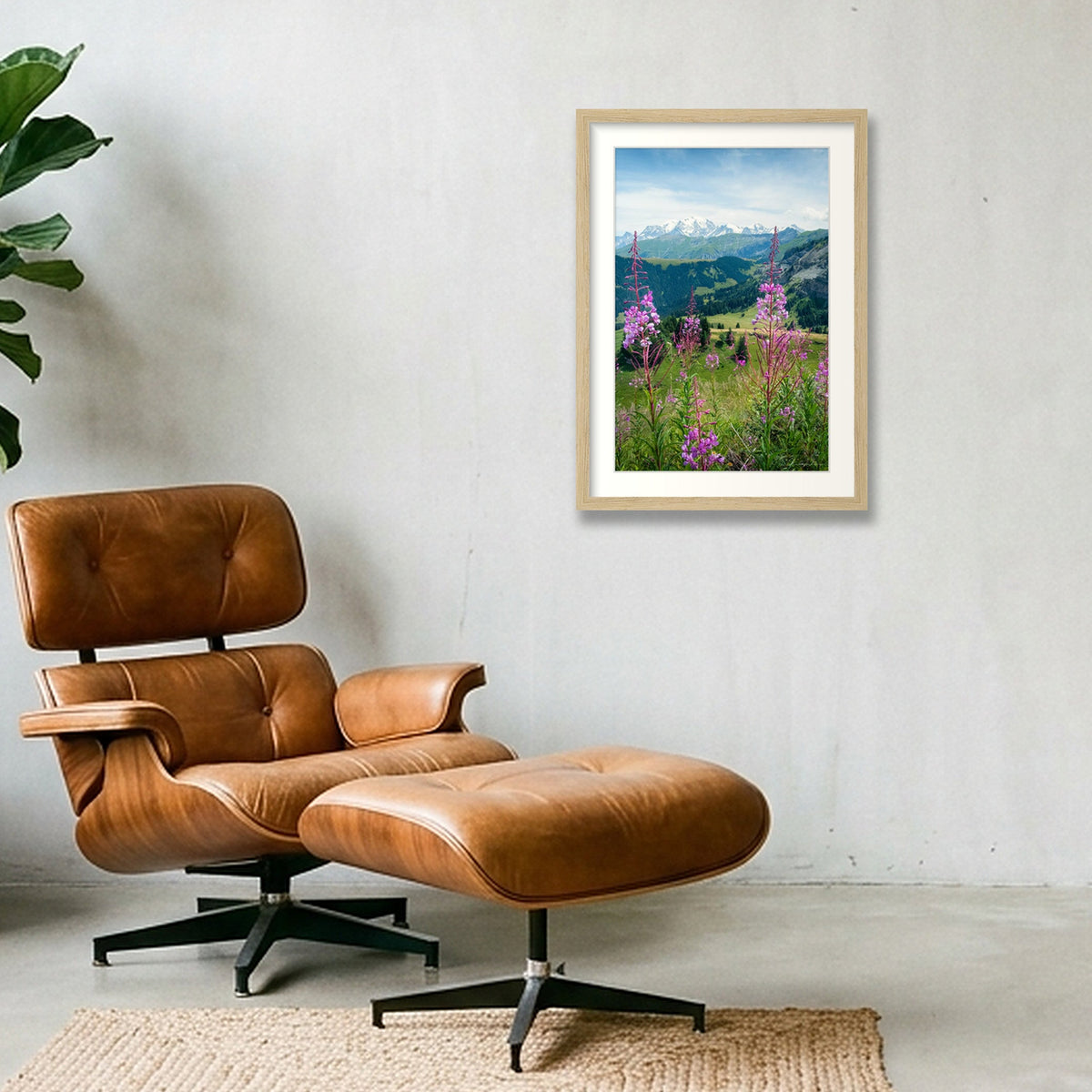 Summer in the Alps, Chamonix Mont Blanc — A3 (30×42cm) Oak Frame
