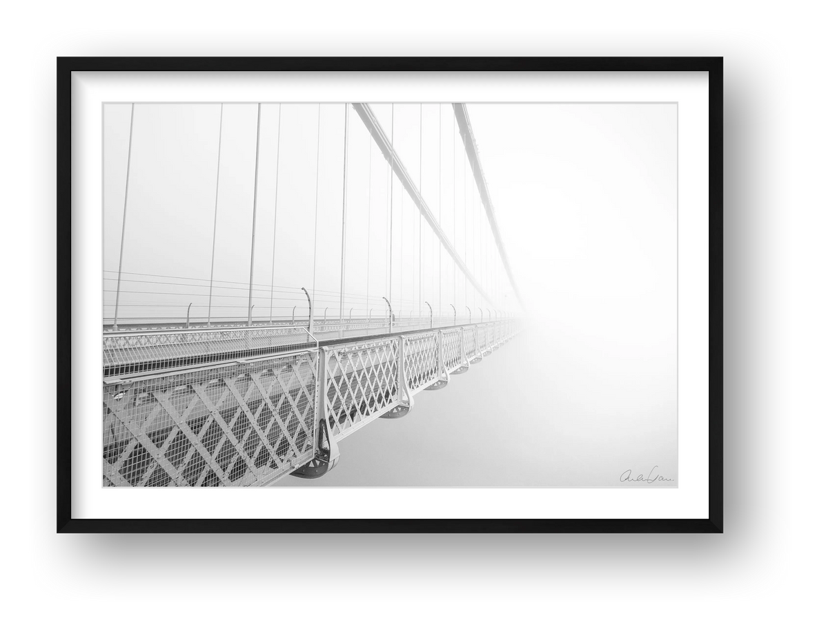 Clifton Suspension Bridge in Fog: Towards the Light — framed