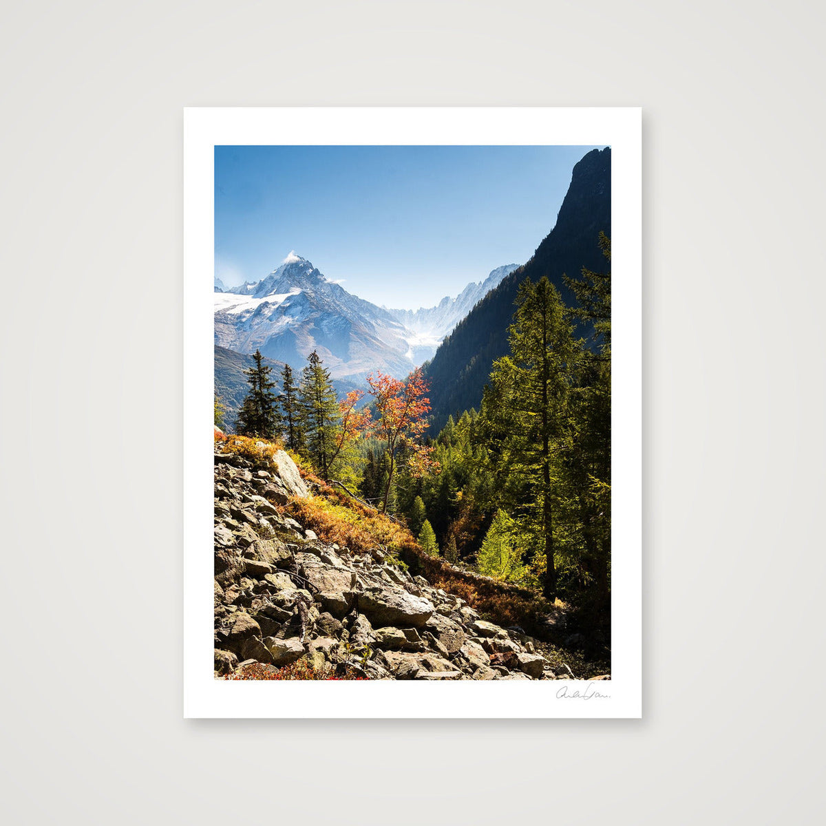 A dash of Alpine colour, Chamonix, — 60×80cm Print only
