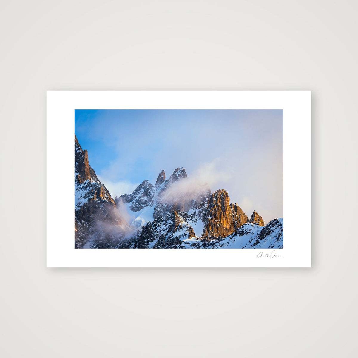 Morning Sunlight on the Chamonix Aiguiles — 45×30cm Print only
