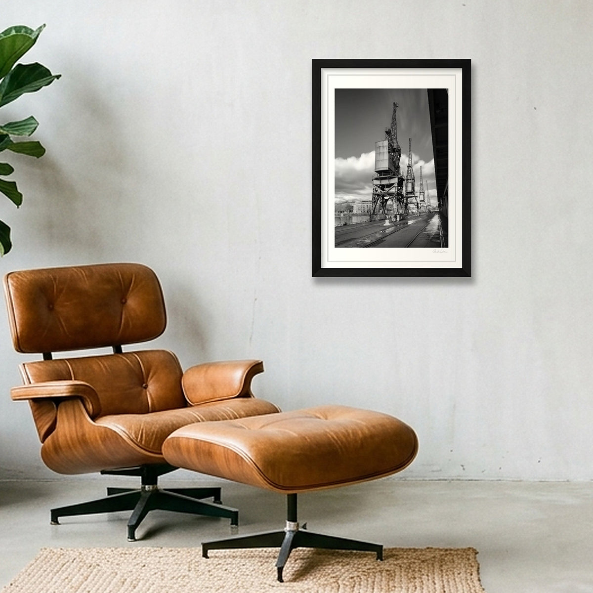 Bristol Harbourside Cranes — A3 (30×42cm) Black Frame