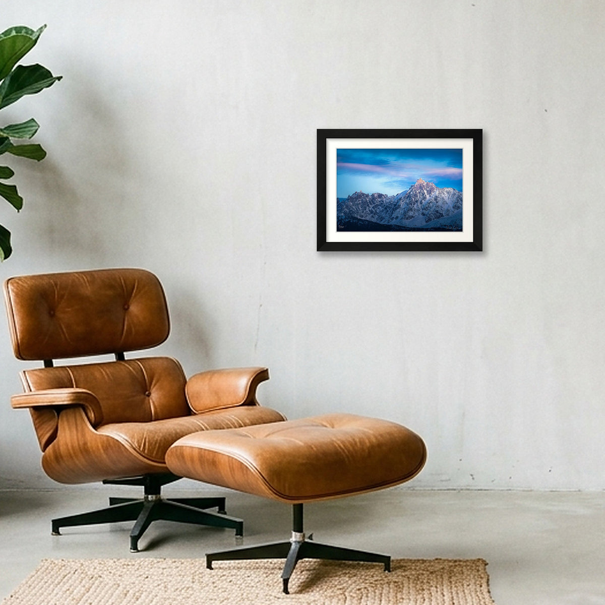 Sunset at the Auguille du Midi, Chamonix — A4 (30×21cm) Black Frame