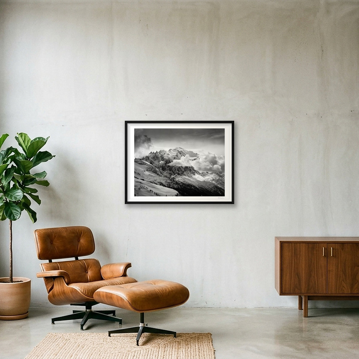 Outlook to Mont Blanc — 80×60cm Black Frame