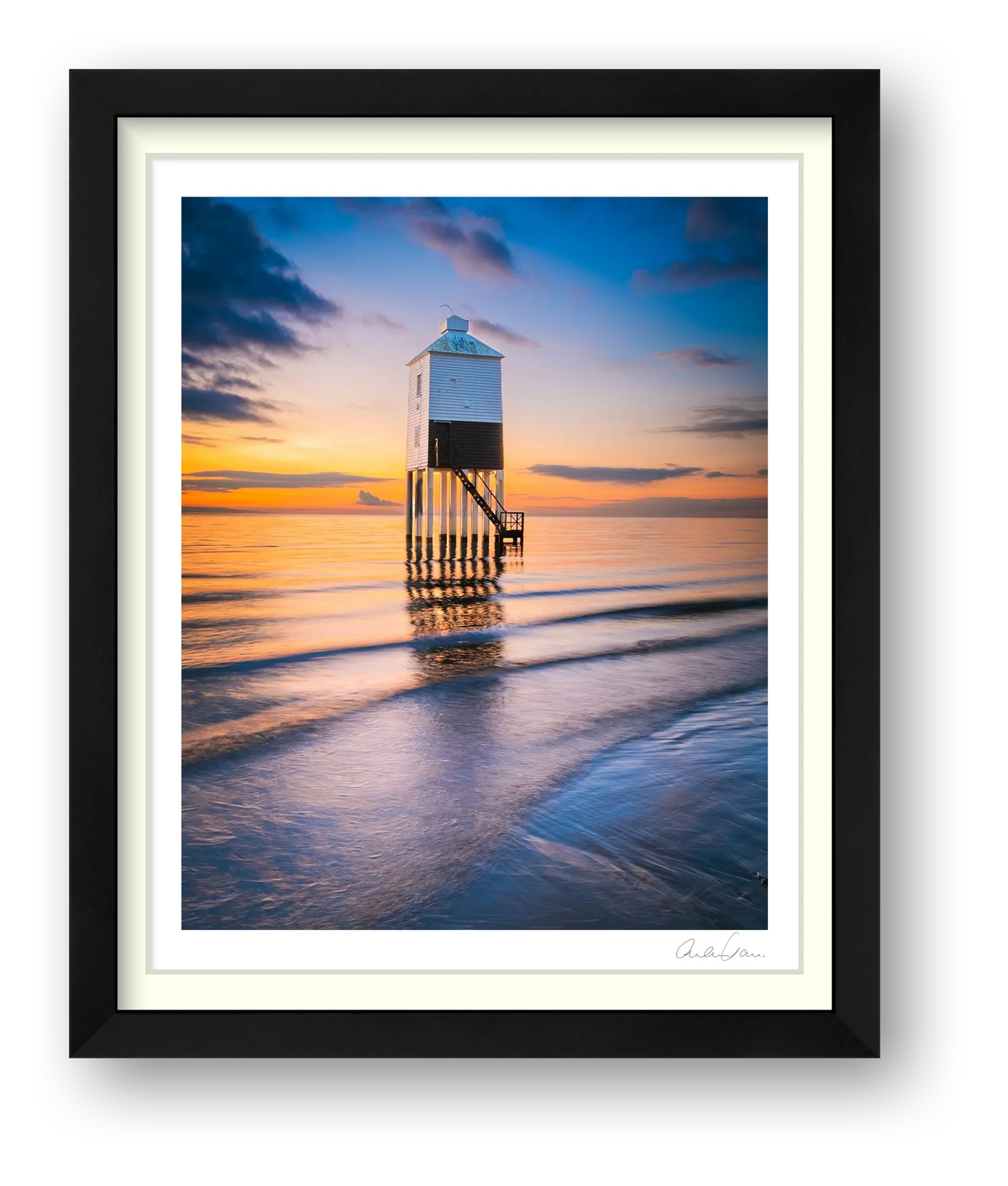 High Tide and sunset at Burnham Low Lighthouse