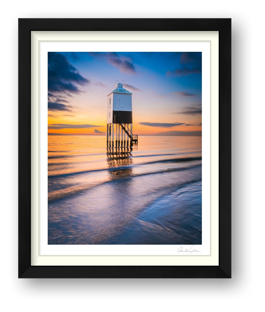 High Tide and sunset at Burnham Low Lighthouse