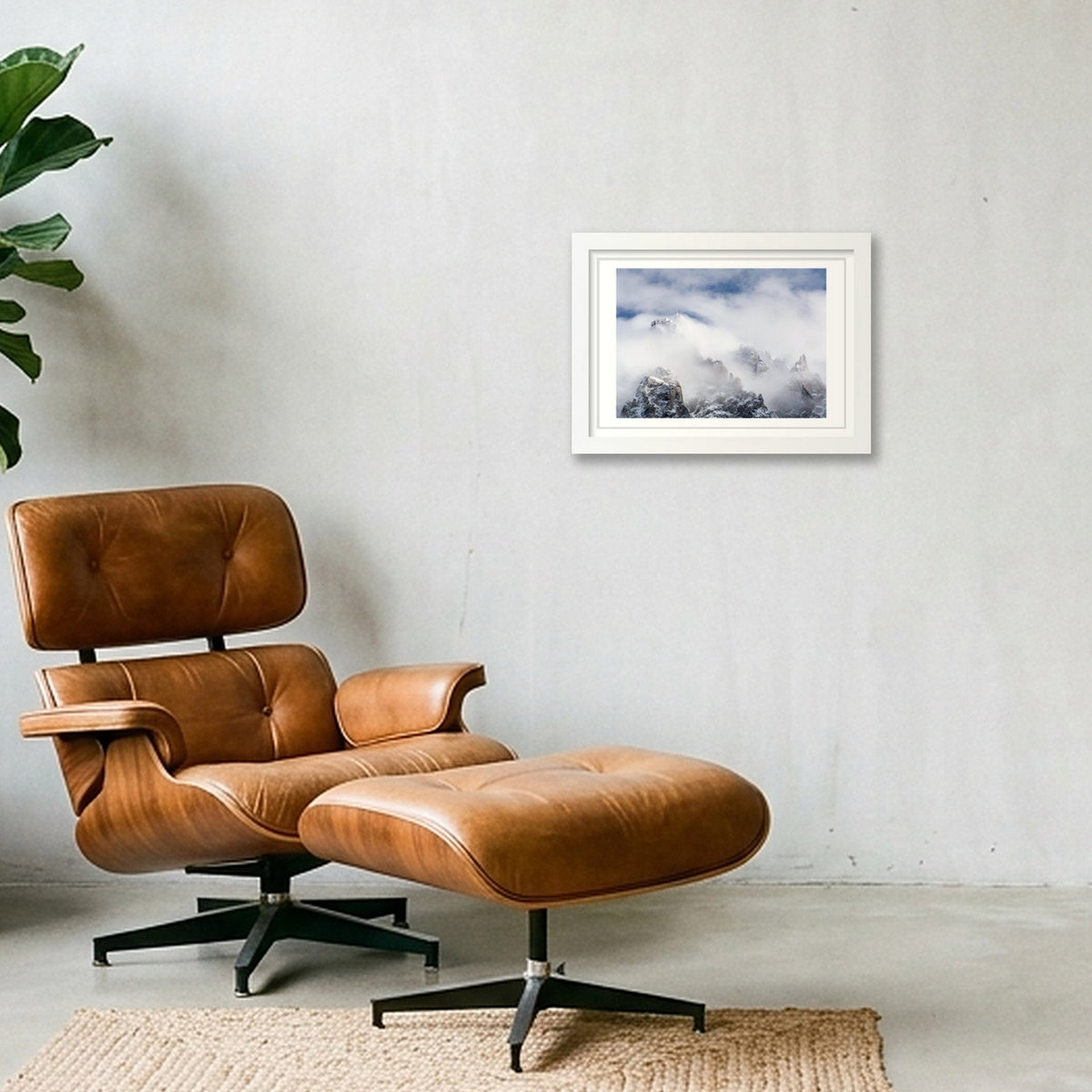 Aiguille du Midi Ski Station shrouded in Cloud: The Ice Palace — A4 (30×21cm) White Frame