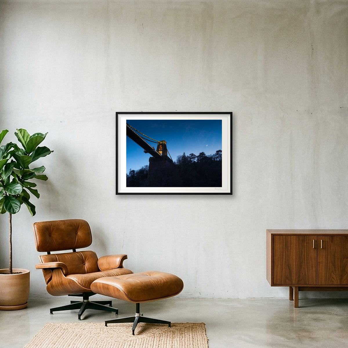 The moon above Clifton Suspension Bridge — 100×70cm Black Frame