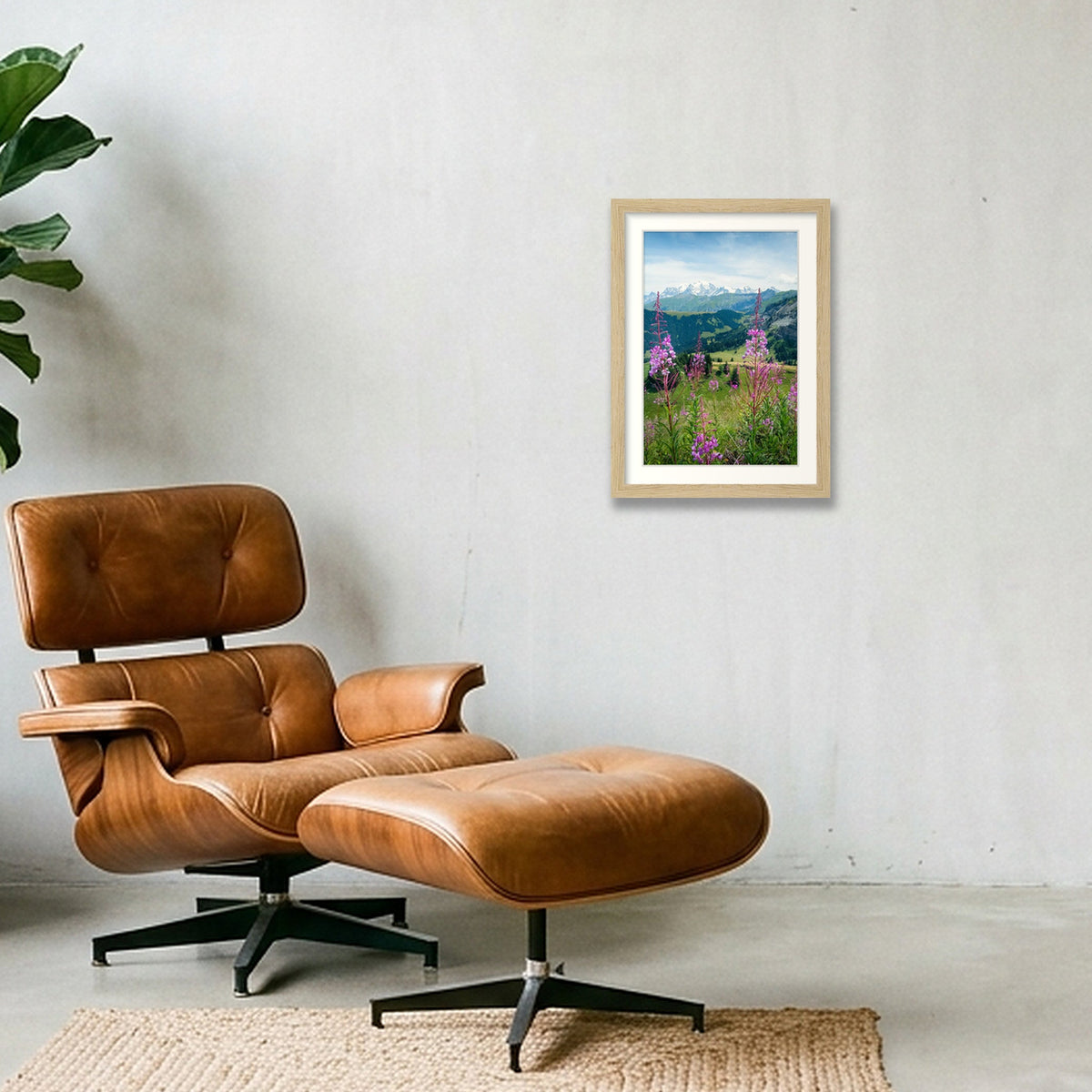 Summer in the Alps, Chamonix Mont Blanc — A4 (21×30cm) Oak Frame