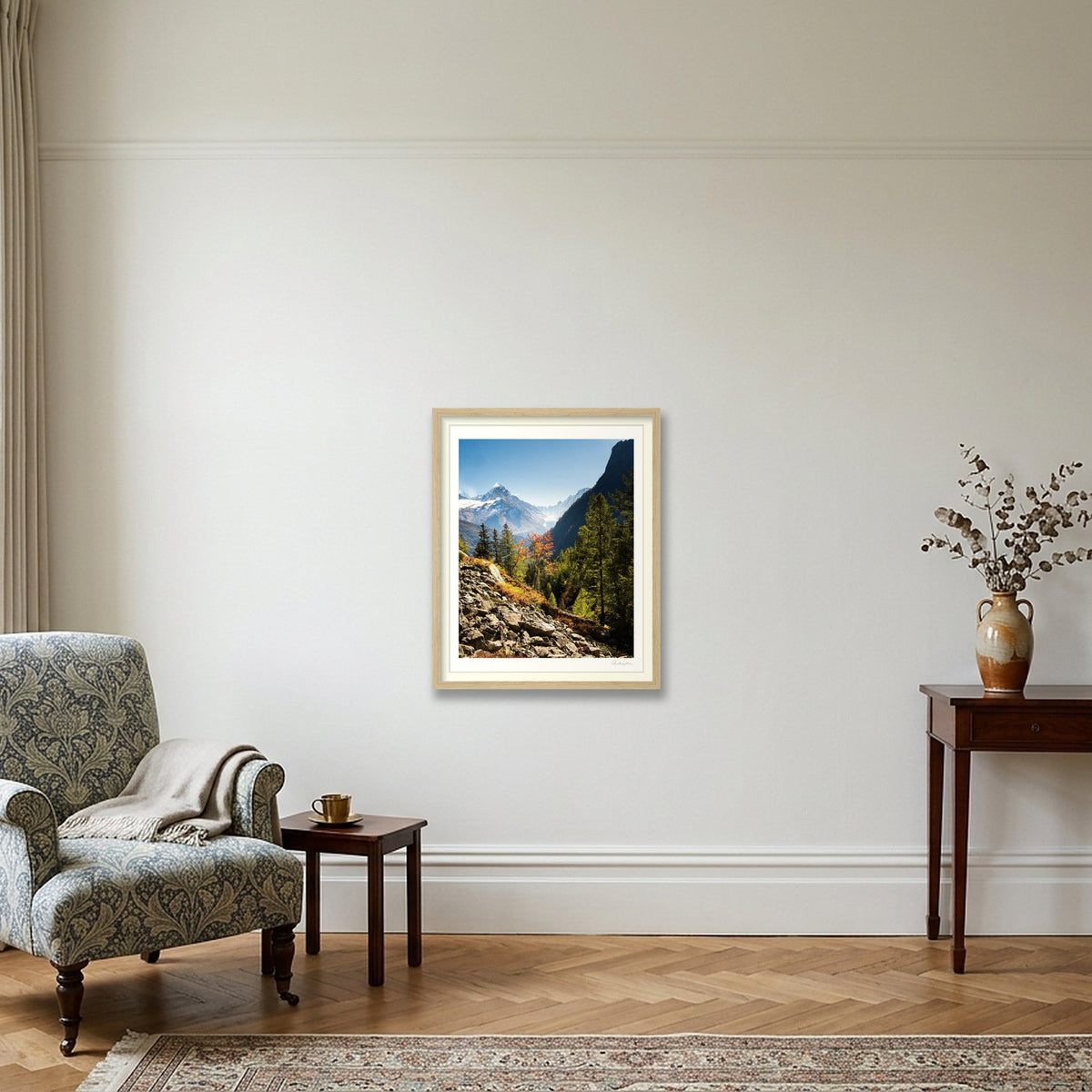 A dash of Alpine colour, Chamonix, — 40×50cm Oak Frame