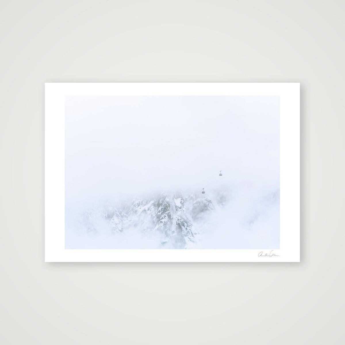 Hanging by a thread, Aiguille Du Midi Cable Car — 84×59cm Print only