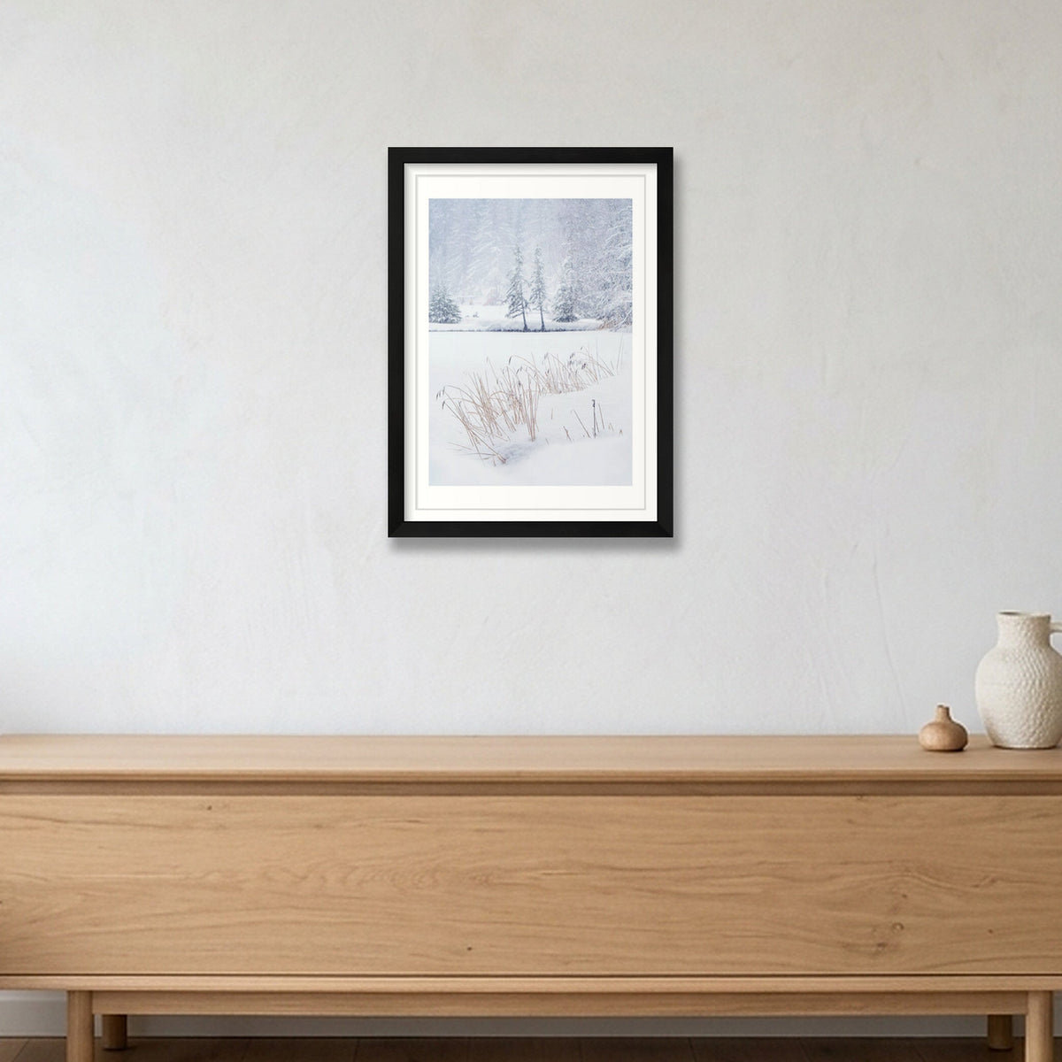 Heavy Snow in the Swiss Alps — A3 (30×42cm) Black Frame