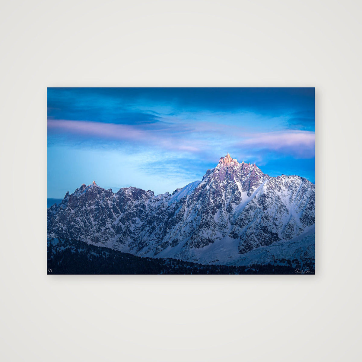 Sunset at the Auguille du Midi, Chamonix — 100×70cm Print only