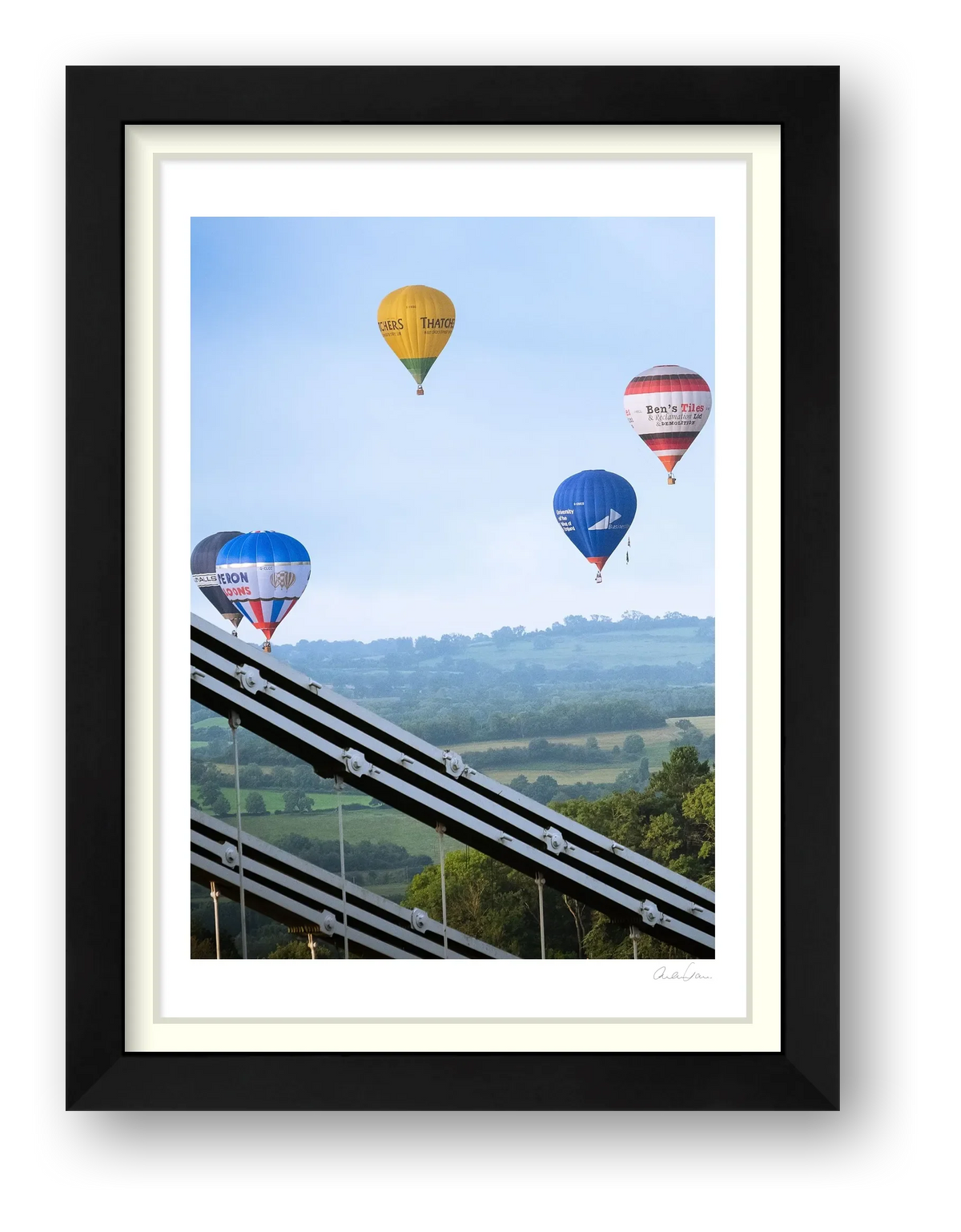 Bristol ballon fiesta above Clifton Suspension Bridge — framed