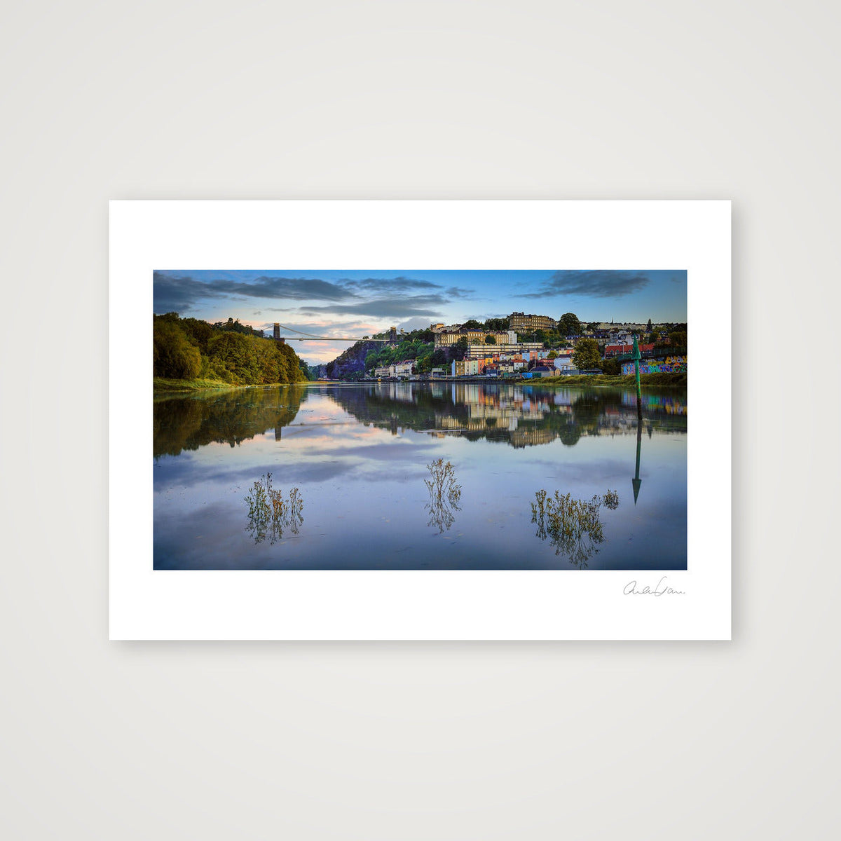High Tide and Sunset Under Clifton Suspension Bridge — A4 (30×21cm) Print only