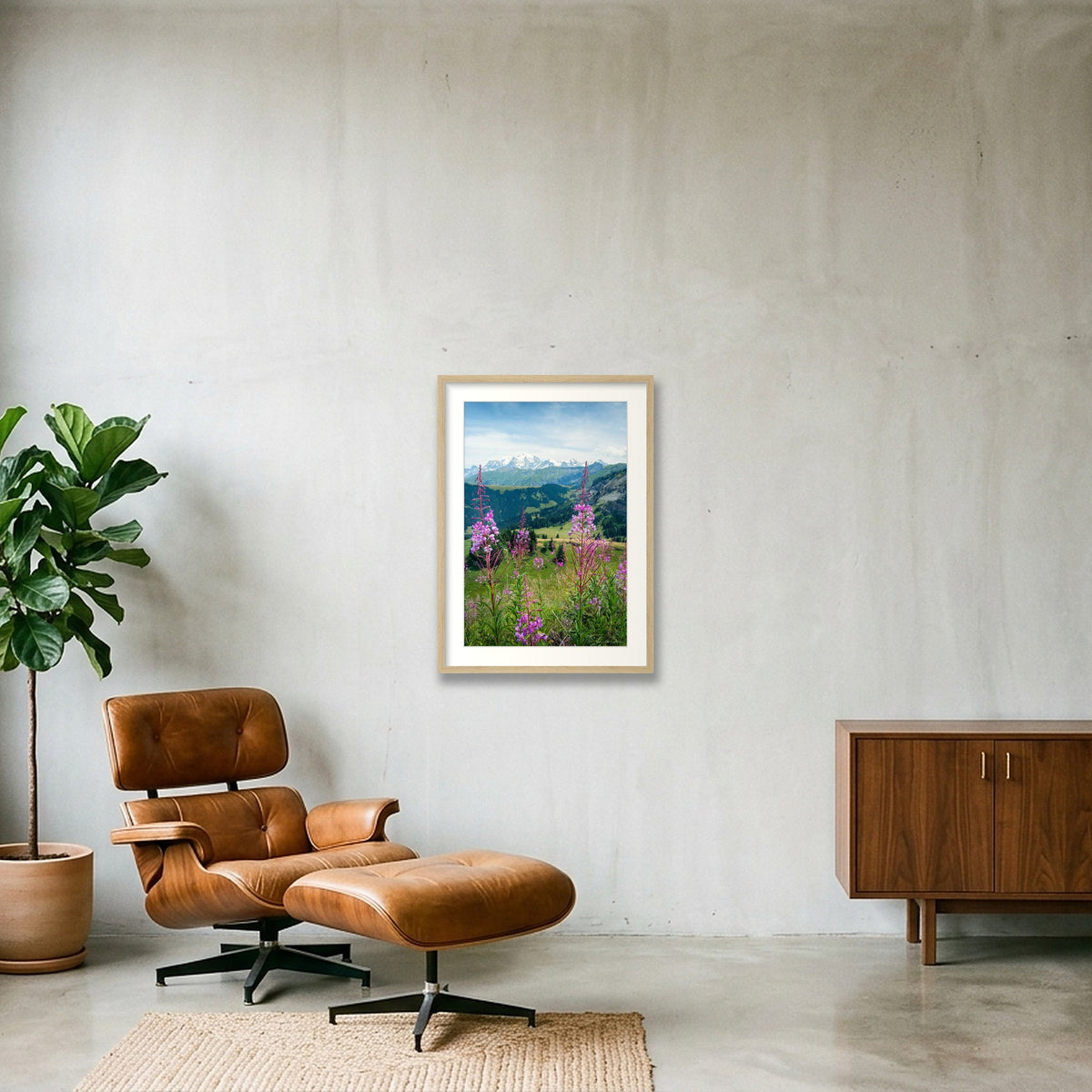 Summer in the Alps, Chamonix Mont Blanc — 42×59cm Oak Frame