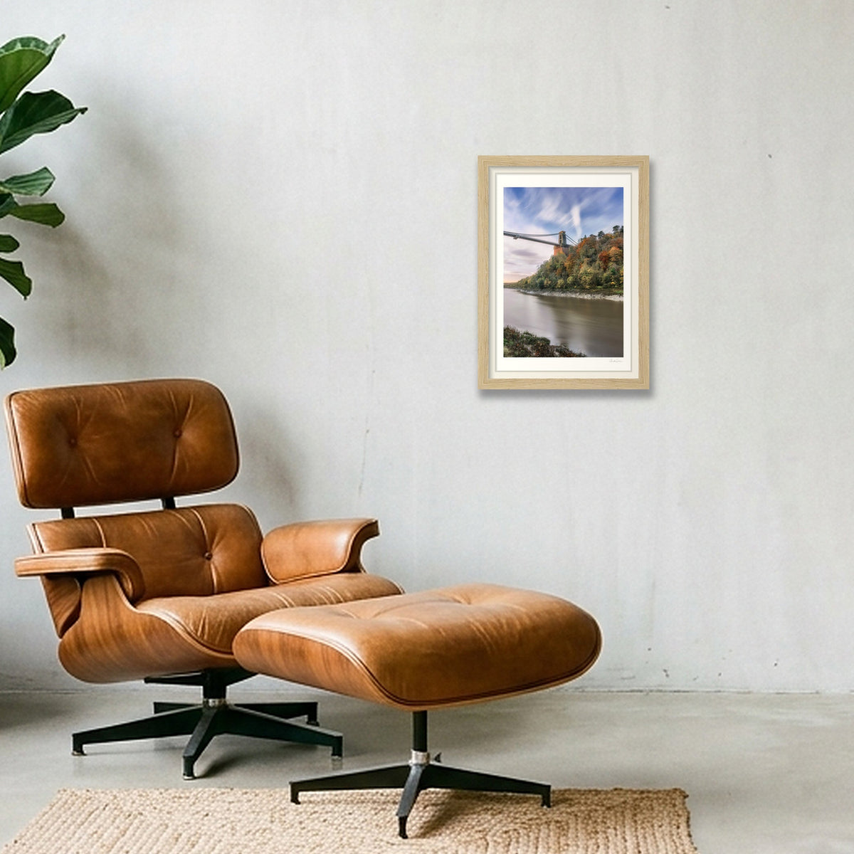 Colourful trees under Clifton Suspension Bridge, Bristol — A4 (21×30cm) Oak Frame