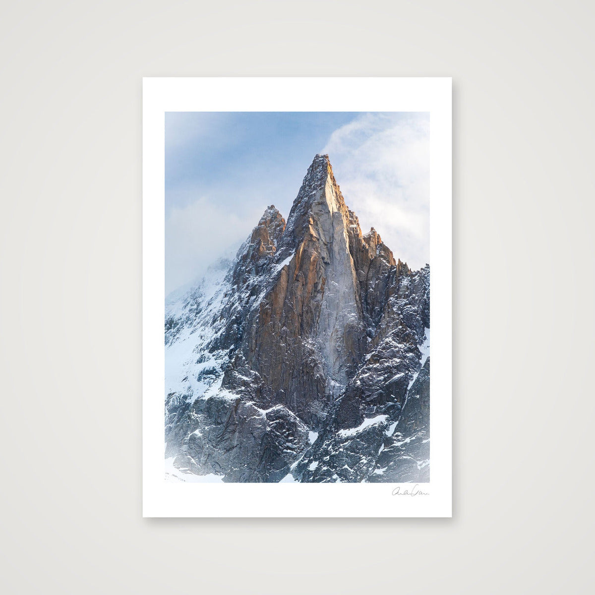 Sunlight Lights up the Dru, Mont Blanc Massif — 59×84cm Print only