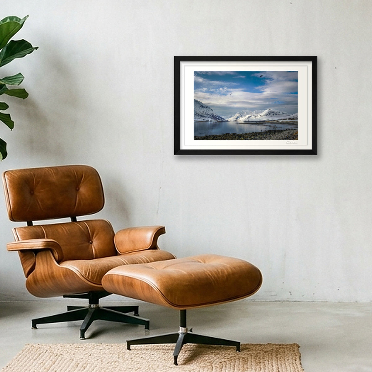 Mountain View, Kvaløya fjord, Norway — 45×30cm Black Frame