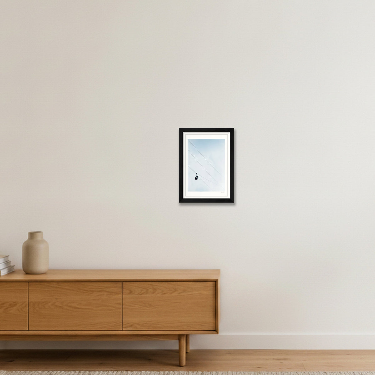 On Its Way – Courmayeur Cable Car Photography Print — A4 (21×30cm) Black Frame