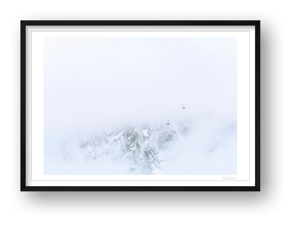 Hanging by a thread, Aiguille Du Midi Cable Car — framed