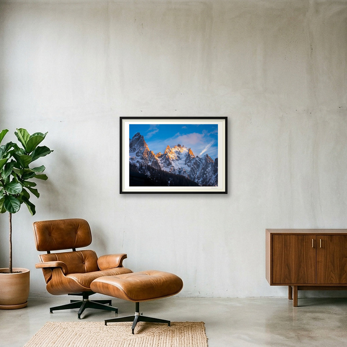 Chamonix Aiguilles at sunset — 84×59cm Black Frame