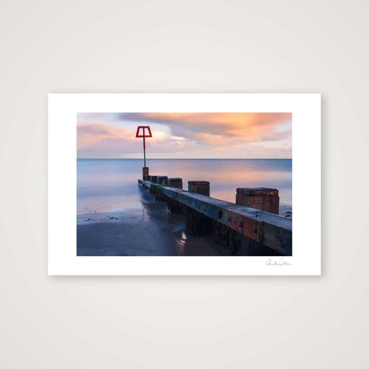 Coastal Groin at Sunset — 60×40cm Print only