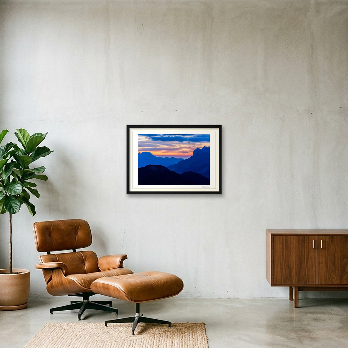 Geneva view, Chamon ix Mont Blanc — 59×42cm Black Frame
