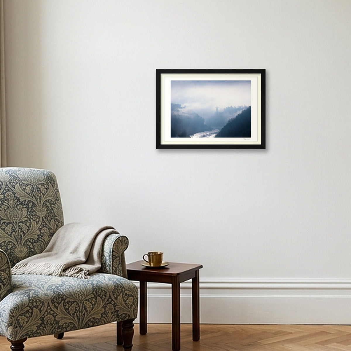 Clifton Suspension Bridge and Fog | Along the Avon Gorge — A3 (42×30cm) Black Frame