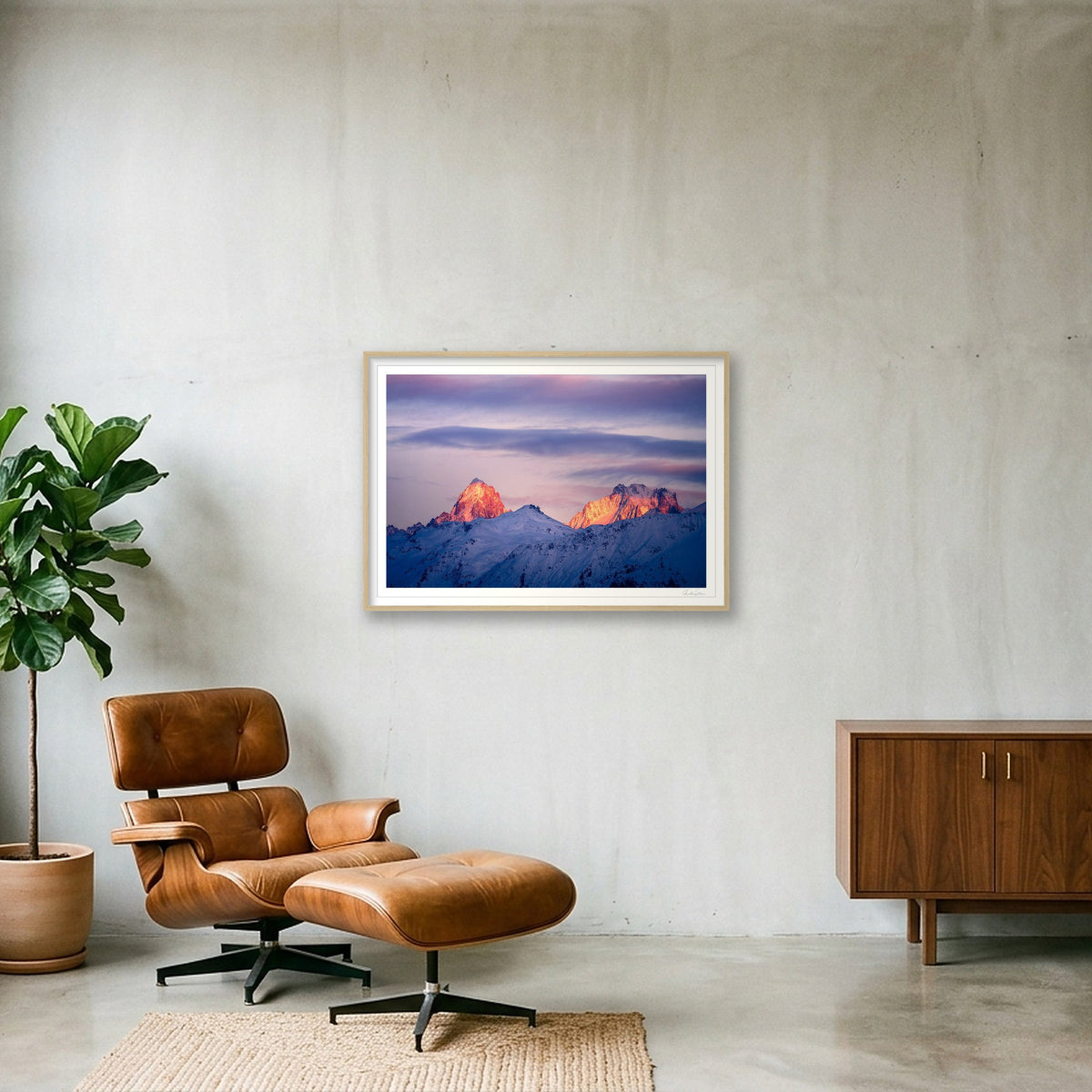 Brevant Ski Station, Chamonix — 100×70cm Oak Frame