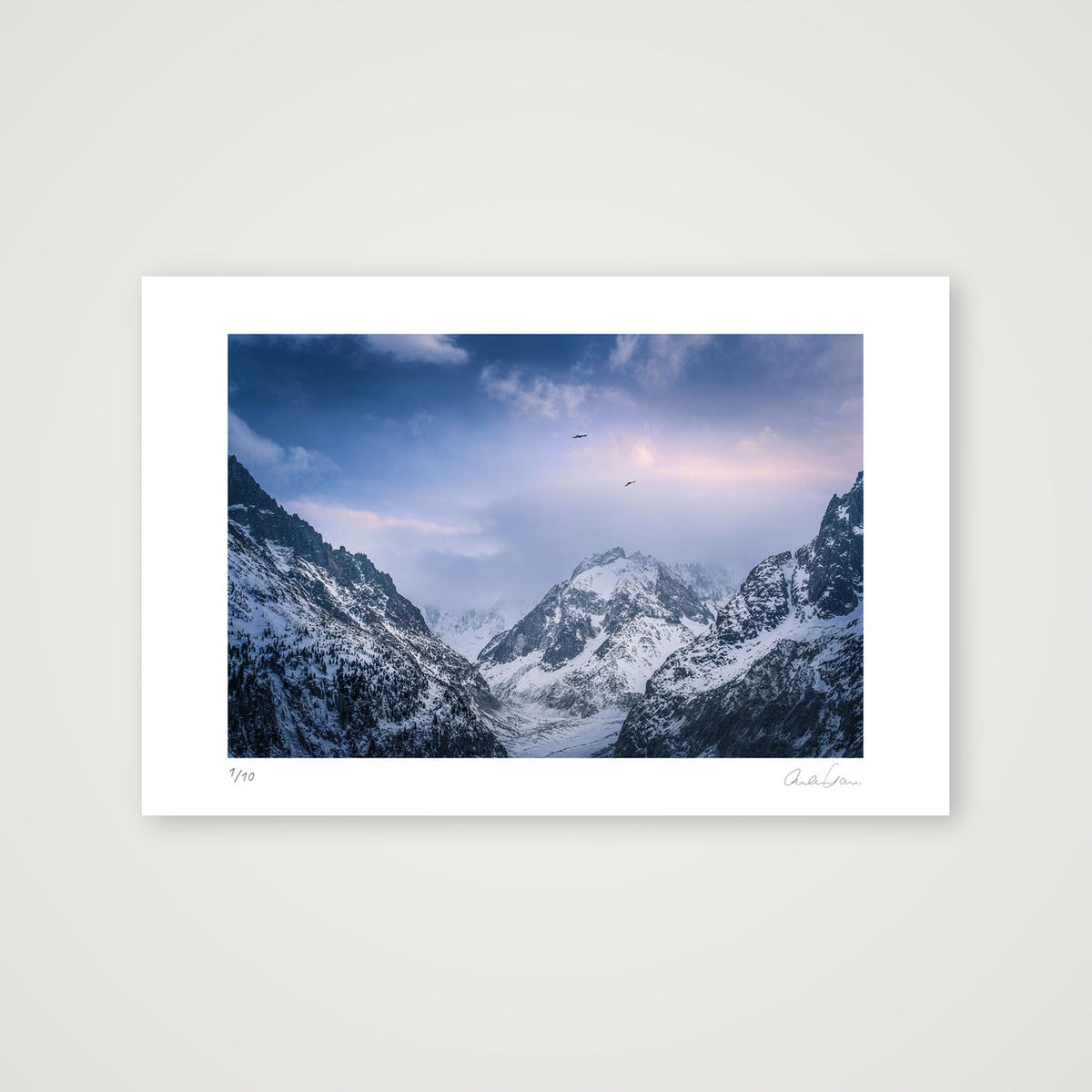 A Birds Eye View of the Valley Blanche — 45×30cm Print only