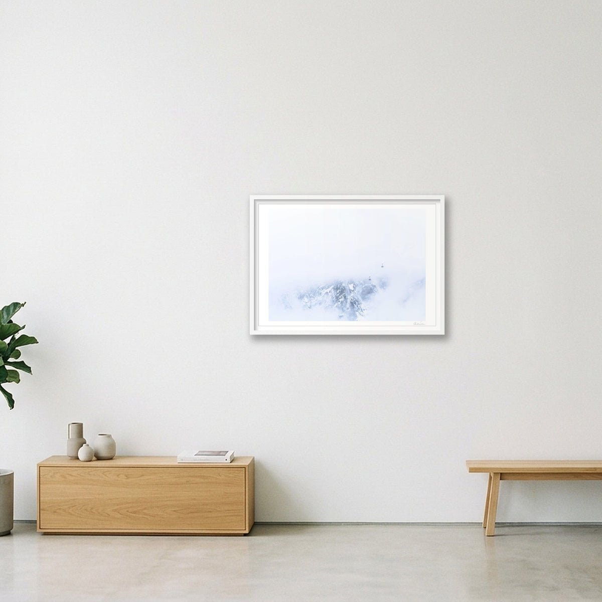 Aiguille du Midi Cable Cars: Hanging by a Thread — 84×59cm White Frame
