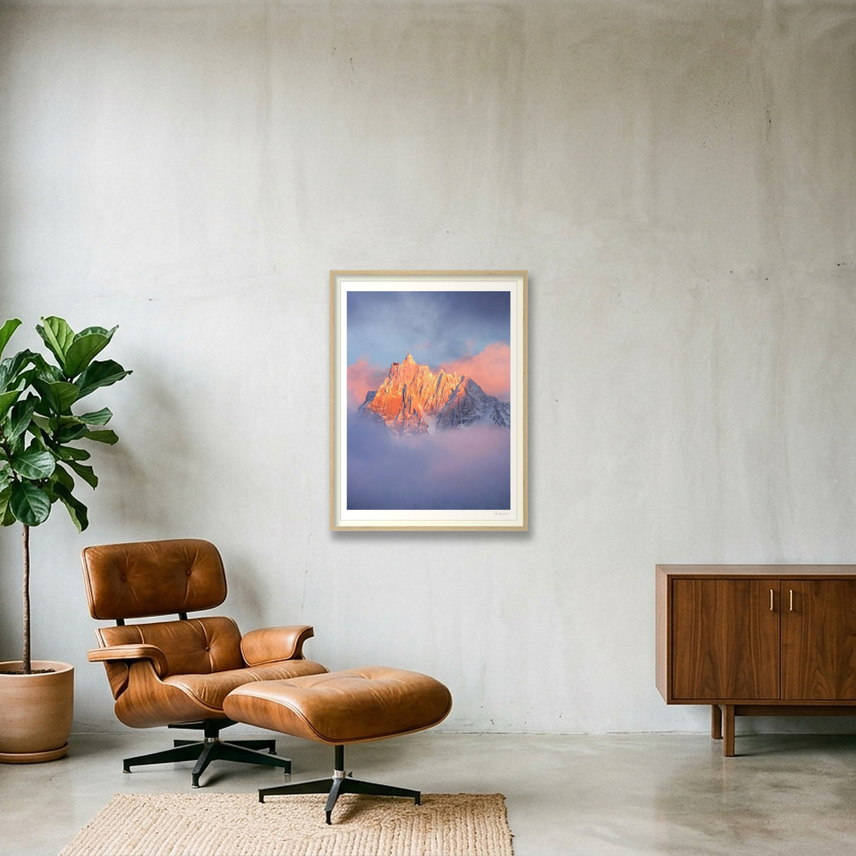 Sunset on the Aiguille du Midi, Chamonix — 60×80cm Oak Frame