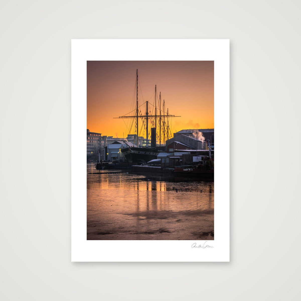 Sunset at S.S. Great Britain, Bristol Docks  — 42×59cm Print only