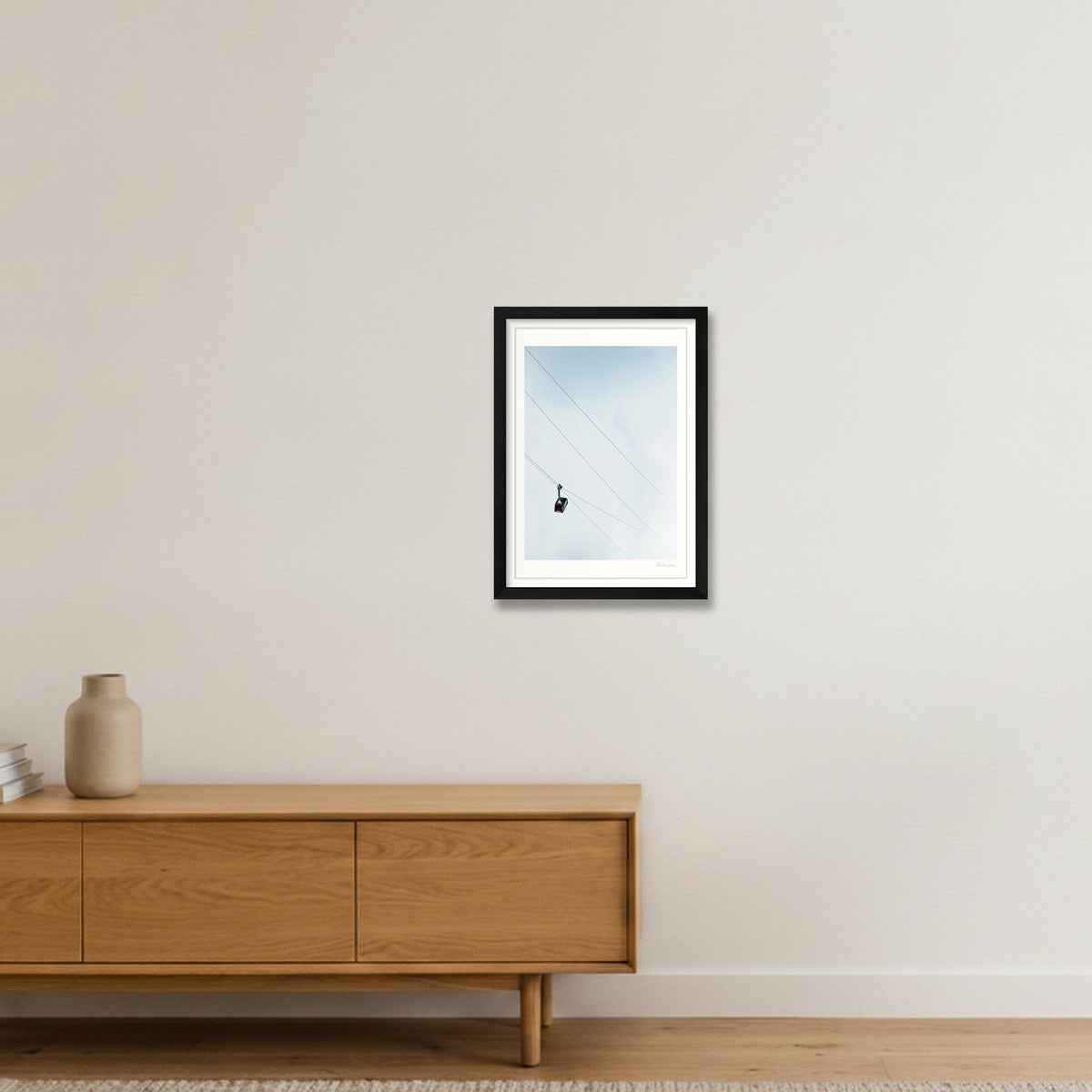On Its Way – Courmayeur Cable Car Photography Print — A3 (30×42cm) Black Frame
