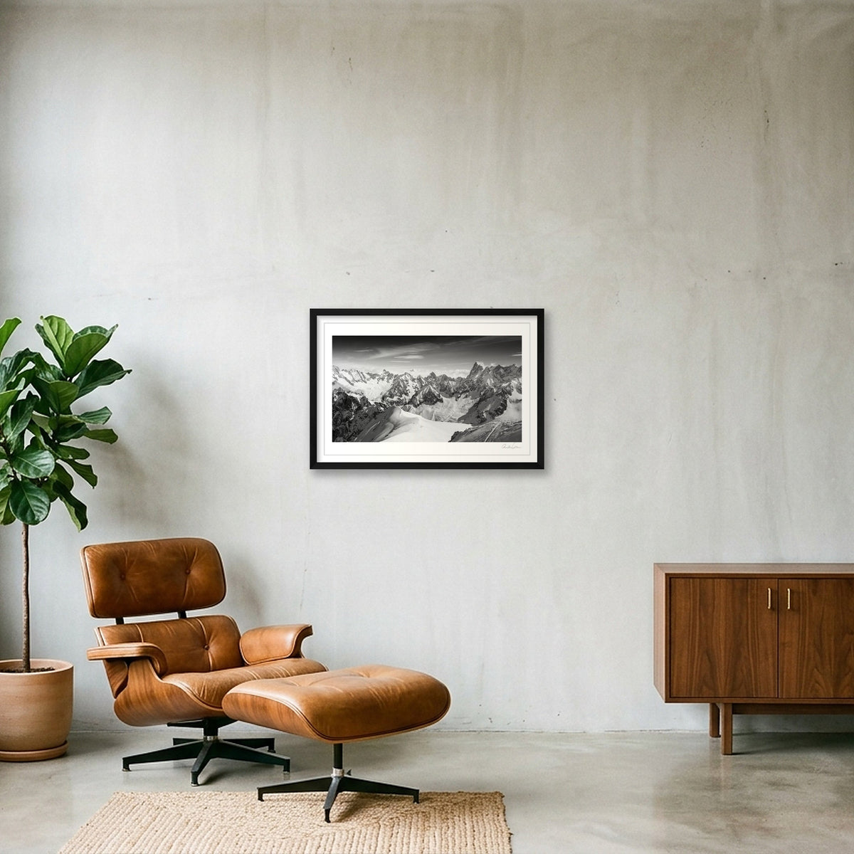 High Mountain Peaks, Chamonix Mont Blanc — 60×40cm Black Frame
