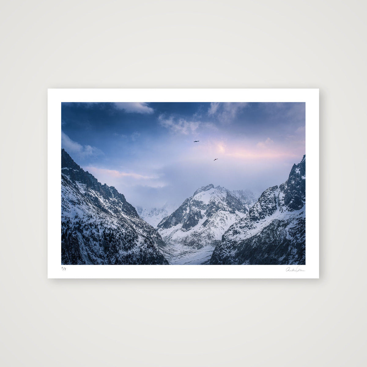 A Birds Eye View of the Valley Blanche — 100×70cm Print only