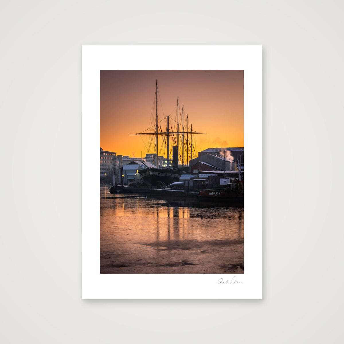 Sunset at S.S. Great Britain, Bristol Docks  — A4 (21×30cm) Print only