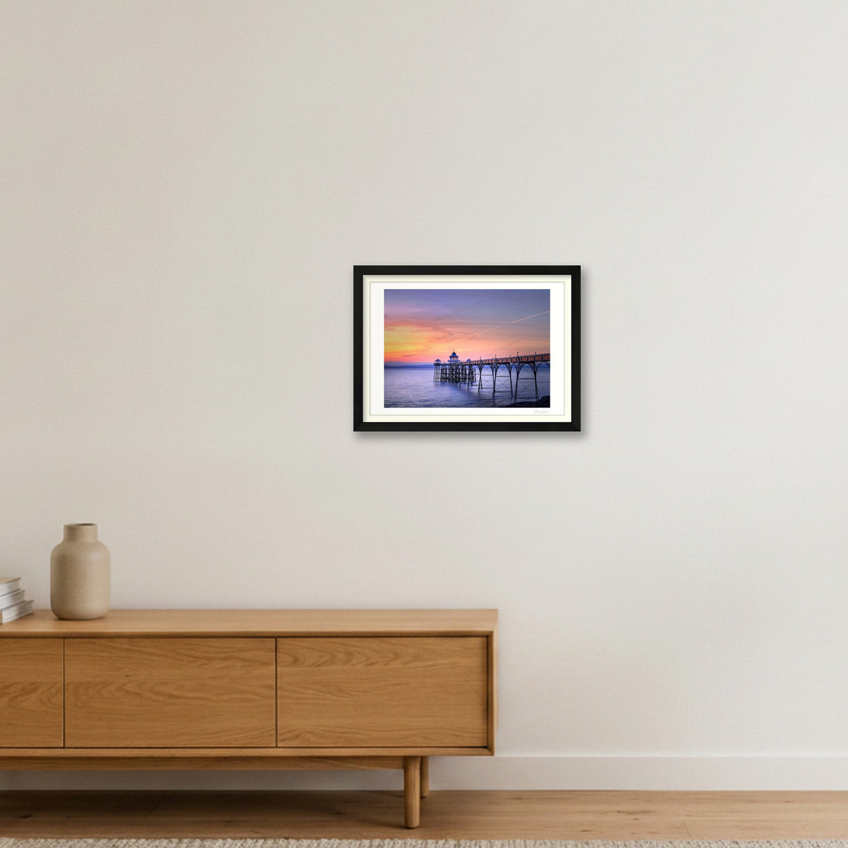 Clevedon Pier Sunset — A3 (42×30cm) Black Frame