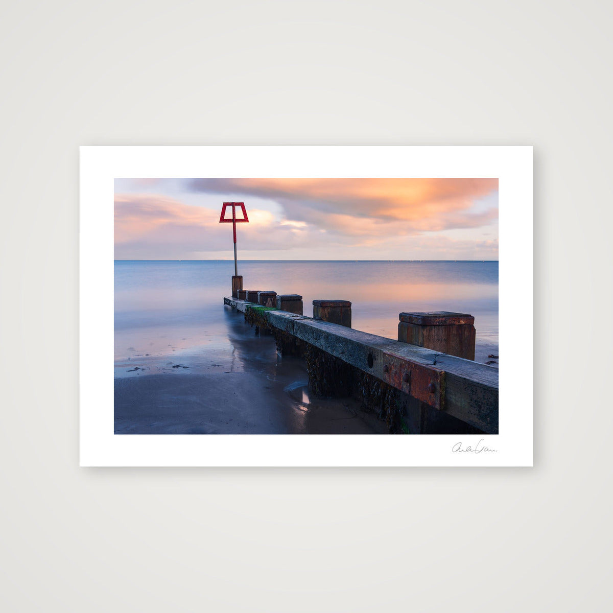 Coastal Groin at Sunset — A4 (30×21cm) Print only