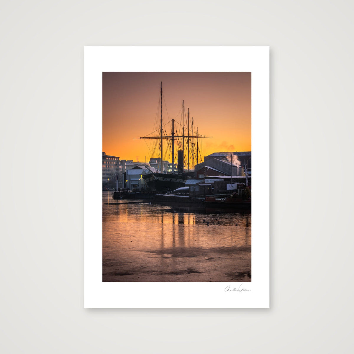 Sunset at S.S. Great Britain, Bristol Docks  — A3 (30×42cm) Print only